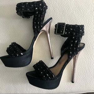 Bebe Beaded High Heel Pumps